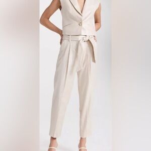 VERONICA BEARD Zelly cropped metallic linen-blend tapered pants sz 10